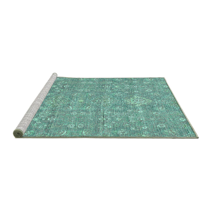 Sideview of Machine Washable Abstract Turquoise Modern Area Rugs, wshabs518turq