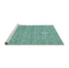 Sideview of Machine Washable Abstract Turquoise Modern Area Rugs, wshabs518turq