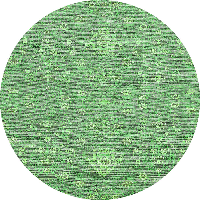 Round Abstract Green Modern Rug, abs518grn
