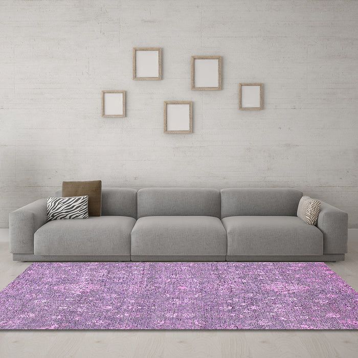 Machine Washable Abstract Purple Modern Area Rugs in a Living Room, wshabs518pur