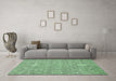 Machine Washable Abstract Emerald Green Modern Area Rugs in a Living Room,, wshabs518emgrn