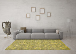 Machine Washable Abstract Yellow Modern Rug in a Living Room, wshabs518yw