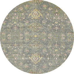 Round Machine Washable Abstract Tan Brown Gold Rug, wshabs518