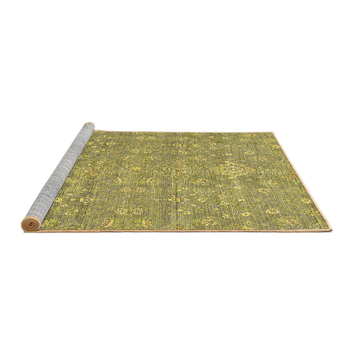 Sideview of Machine Washable Abstract Yellow Modern Rug, wshabs518yw
