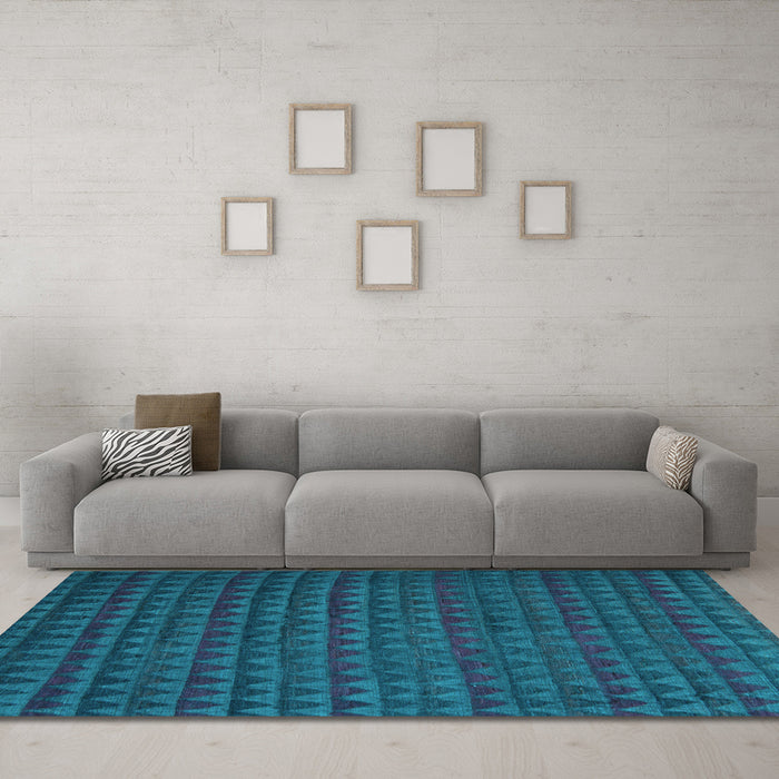 Machine Washable Abstract Light Blue Modern Rug in a Living Room, wshabs5190lblu