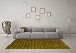 Machine Washable Abstract Yellow Modern Rug in a Living Room, wshabs5190yw