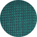 Round Machine Washable Abstract Turquoise Modern Area Rugs, wshabs5190turq