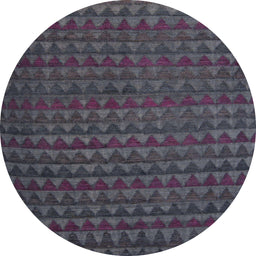 Round Abstract Plum Purple Modern Rug, abs5190