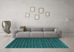 Machine Washable Abstract Turquoise Modern Area Rugs in a Living Room,, wshabs5190turq