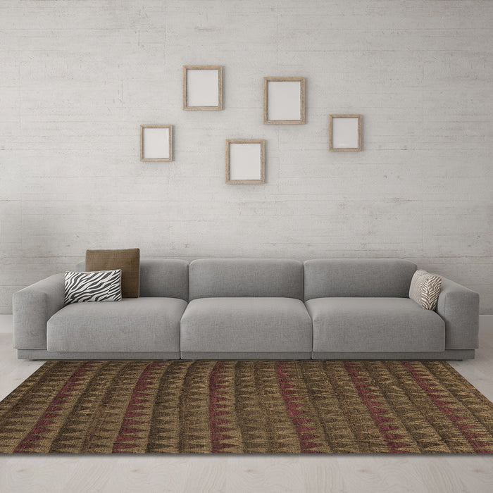 Machine Washable Abstract Brown Modern Rug in a Living Room,, wshabs5190brn