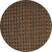 Round Machine Washable Abstract Brown Modern Rug, wshabs5190brn