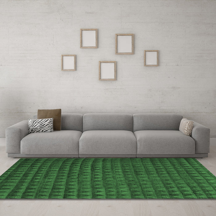 Machine Washable Abstract Emerald Green Modern Area Rugs in a Living Room,, wshabs5190emgrn