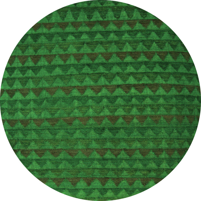 Round Abstract Green Modern Rug, abs5190grn