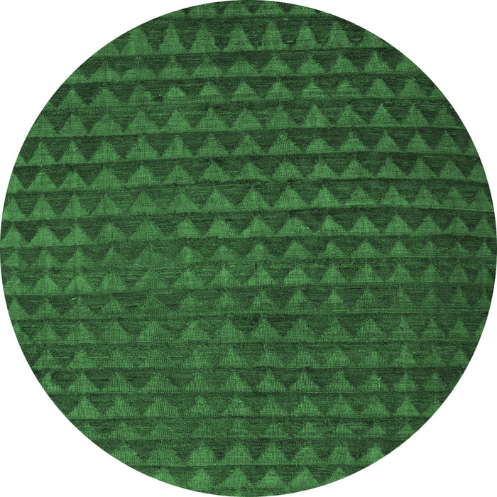 Round Abstract Emerald Green Modern Rug, abs5190emgrn
