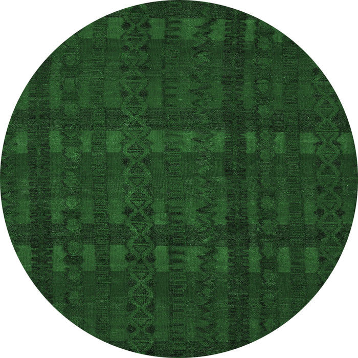 Round Abstract Emerald Green Modern Rug, abs5191emgrn