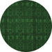 Round Abstract Emerald Green Modern Rug, abs5191emgrn