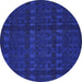 Round Abstract Blue Modern Rug, abs5191blu