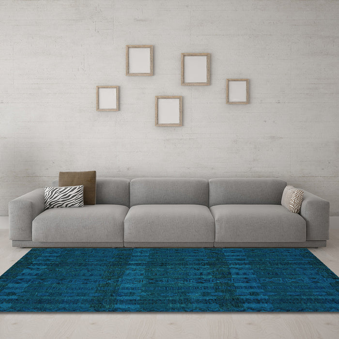 Machine Washable Abstract Turquoise Modern Area Rugs in a Living Room,, wshabs5191turq