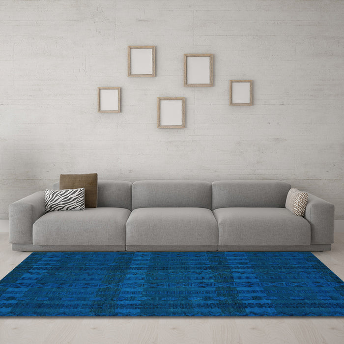 Machine Washable Abstract Light Blue Modern Rug in a Living Room, wshabs5191lblu