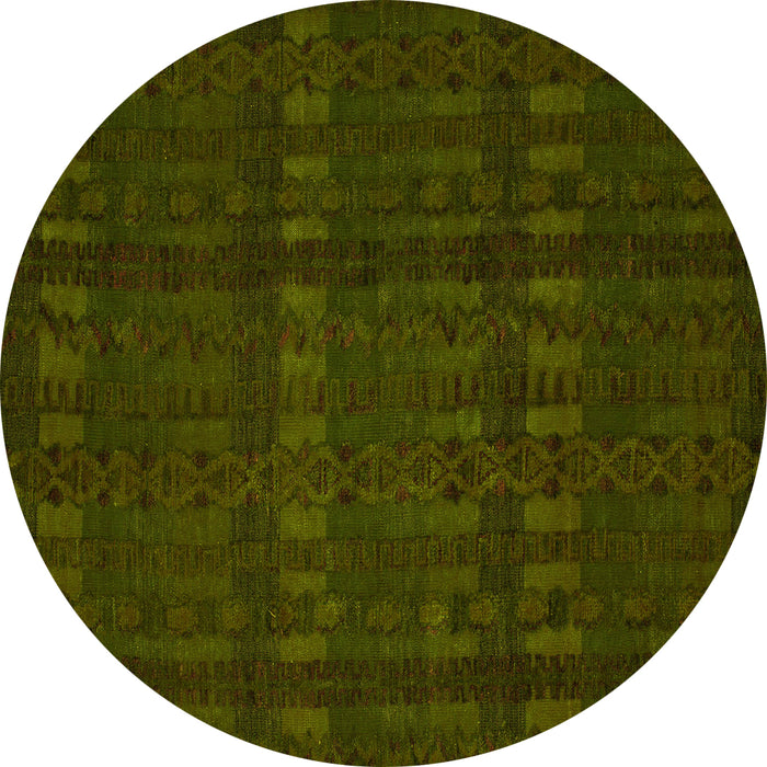 Round Abstract Yellow Modern Rug, abs5191yw