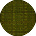 Round Abstract Yellow Modern Rug, abs5191yw