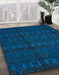 Abstract Blue Modern Rug in Family Room, abs5191