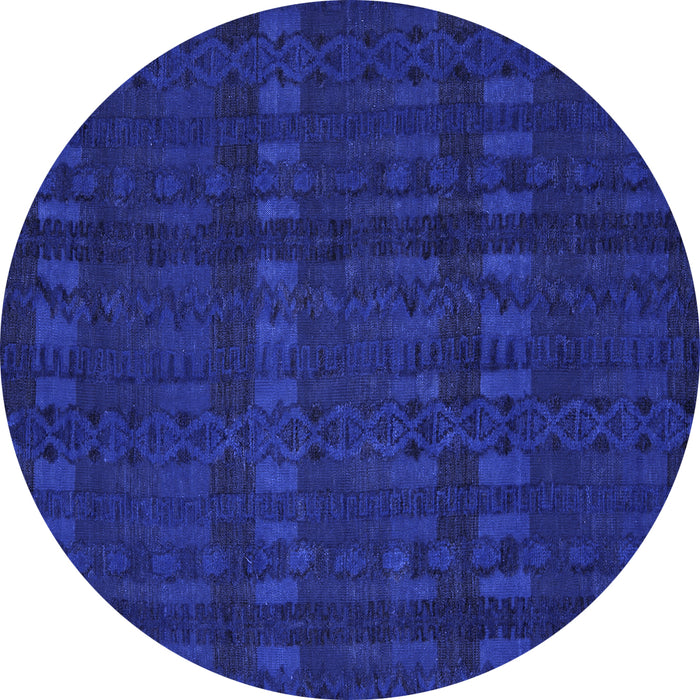 Round Machine Washable Abstract Blue Modern Rug, wshabs5191blu