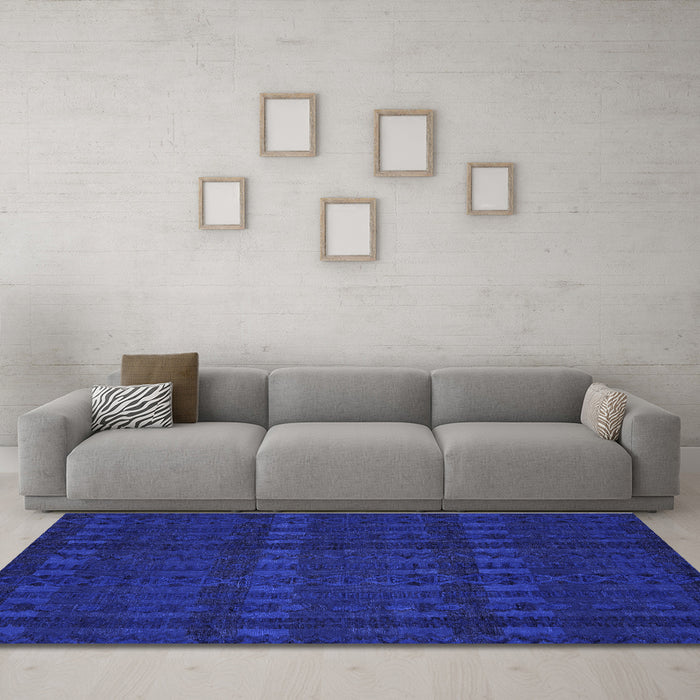 Machine Washable Abstract Blue Modern Rug in a Living Room, wshabs5191blu