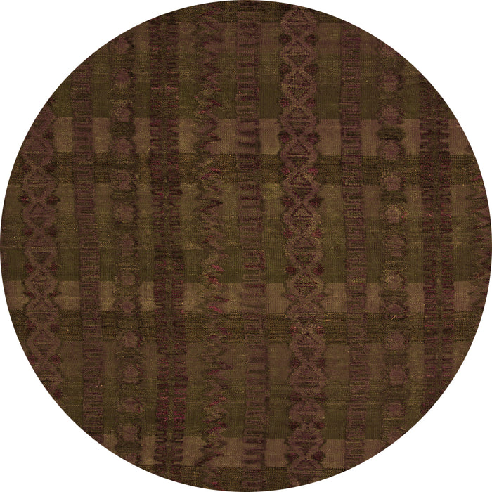 Round Machine Washable Abstract Orange Modern Area Rugs, wshabs5191org