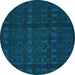 Round Abstract Turquoise Modern Rug, abs5191turq