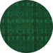 Round Machine Washable Abstract Green Modern Area Rugs, wshabs5191grn