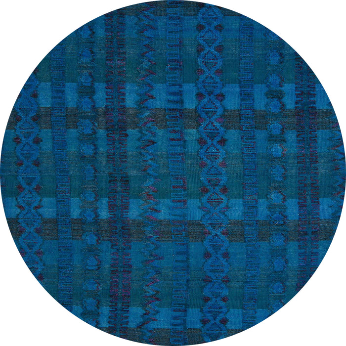 Round Machine Washable Abstract Blue Rug, wshabs5191