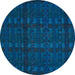 Round Machine Washable Abstract Blue Rug, wshabs5191