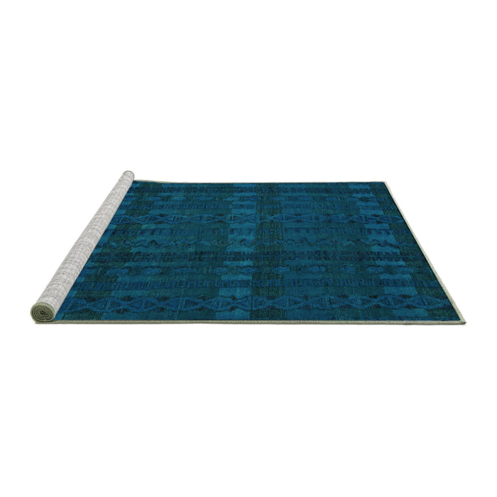 Sideview of Machine Washable Abstract Turquoise Modern Area Rugs, wshabs5191turq