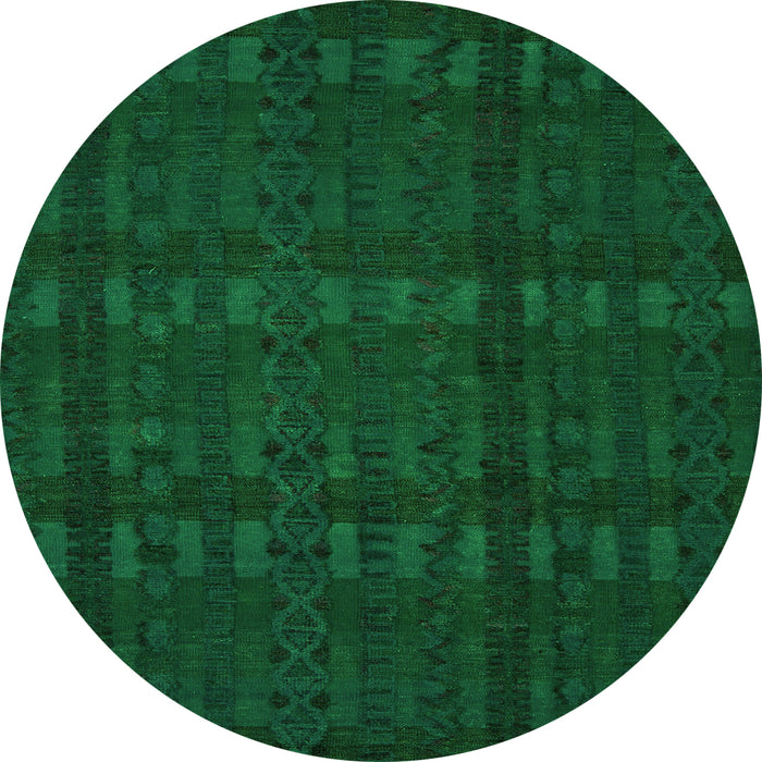 Round Abstract Green Modern Rug, abs5191grn