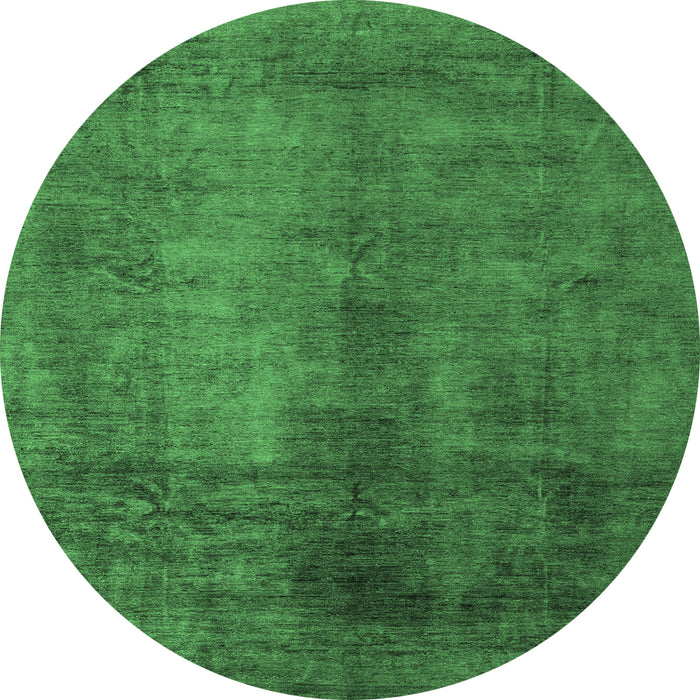 Round Abstract Emerald Green Modern Rug, abs5192emgrn