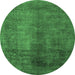 Round Abstract Emerald Green Modern Rug, abs5192emgrn