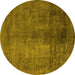 Round Abstract Yellow Modern Rug, abs5192yw