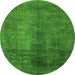 Round Machine Washable Abstract Green Modern Area Rugs, wshabs5192grn