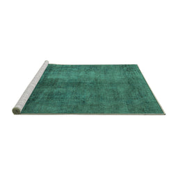Sideview of Machine Washable Abstract Turquoise Modern Area Rugs, wshabs5192turq