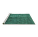 Sideview of Machine Washable Abstract Turquoise Modern Area Rugs, wshabs5192turq