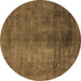 Round Machine Washable Abstract Brown Modern Rug, wshabs5192brn