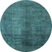 Round Abstract Light Blue Modern Rug, abs5192lblu