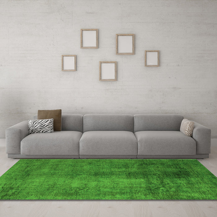Machine Washable Abstract Green Modern Area Rugs in a Living Room,, wshabs5192grn