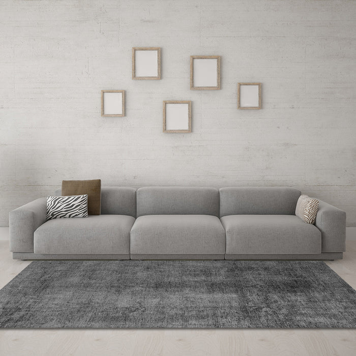 Machine Washable Abstract Gray Modern Rug in a Living Room,, wshabs5192gry