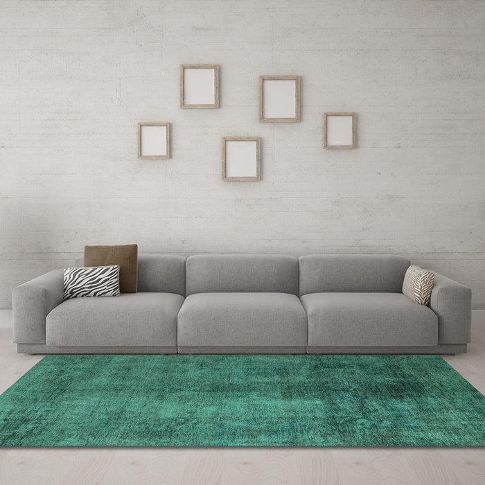 Machine Washable Abstract Turquoise Modern Area Rugs in a Living Room,, wshabs5192turq