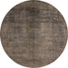 Round Abstract Dark Almond Brown Modern Rug, abs5192