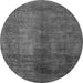 Round Machine Washable Abstract Gray Modern Rug, wshabs5192gry