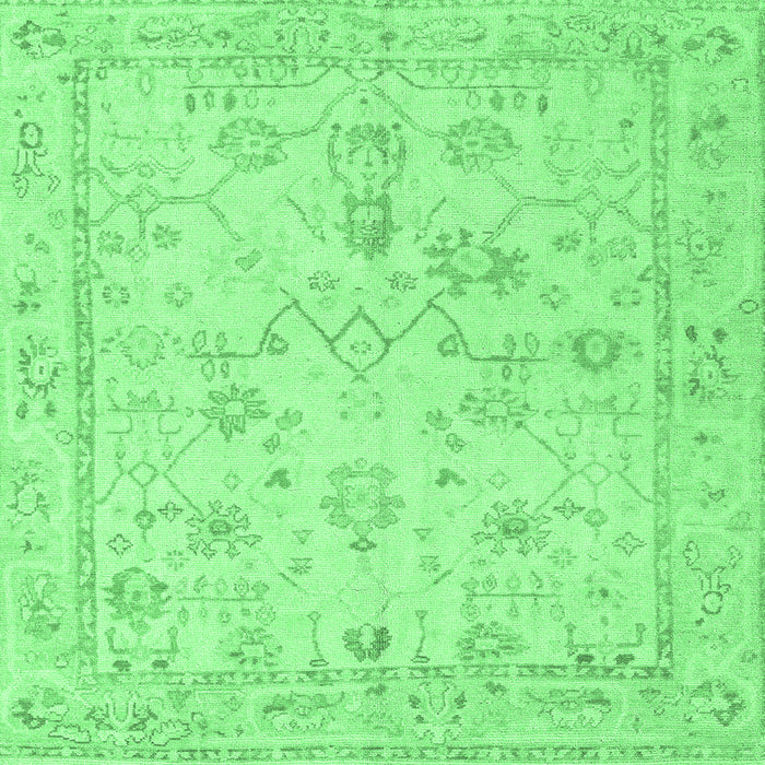 Square Oriental Emerald Green Traditional Rug, abs5193emgrn