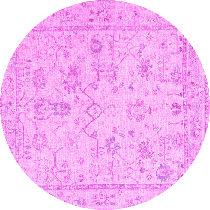 Round Oriental Pink Traditional Rug, abs5193pnk